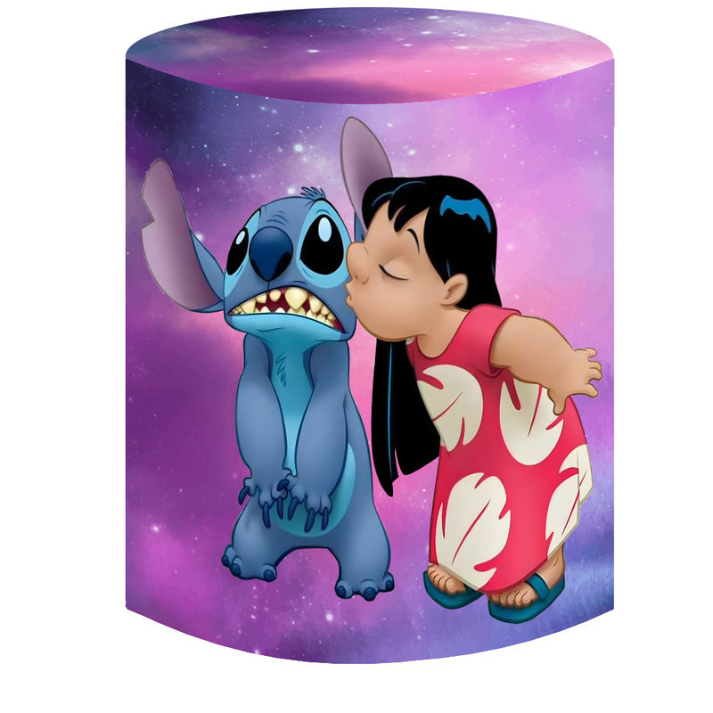 Disney Stitch Round Backdrops Kids Birthday Party Circle Background Lilo&Stitch Birthday Covers Cylinder Plinth Covers