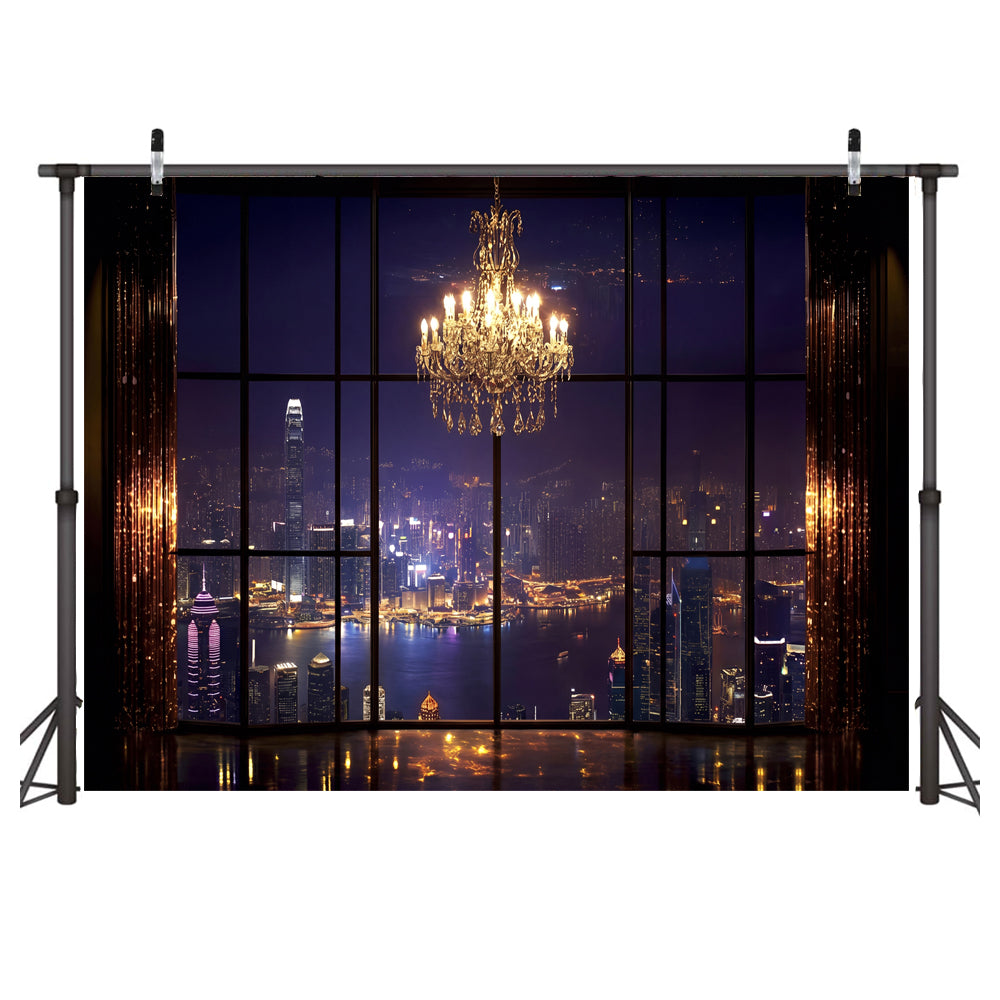 Custom Cityscape Night View Photo Backdrop
