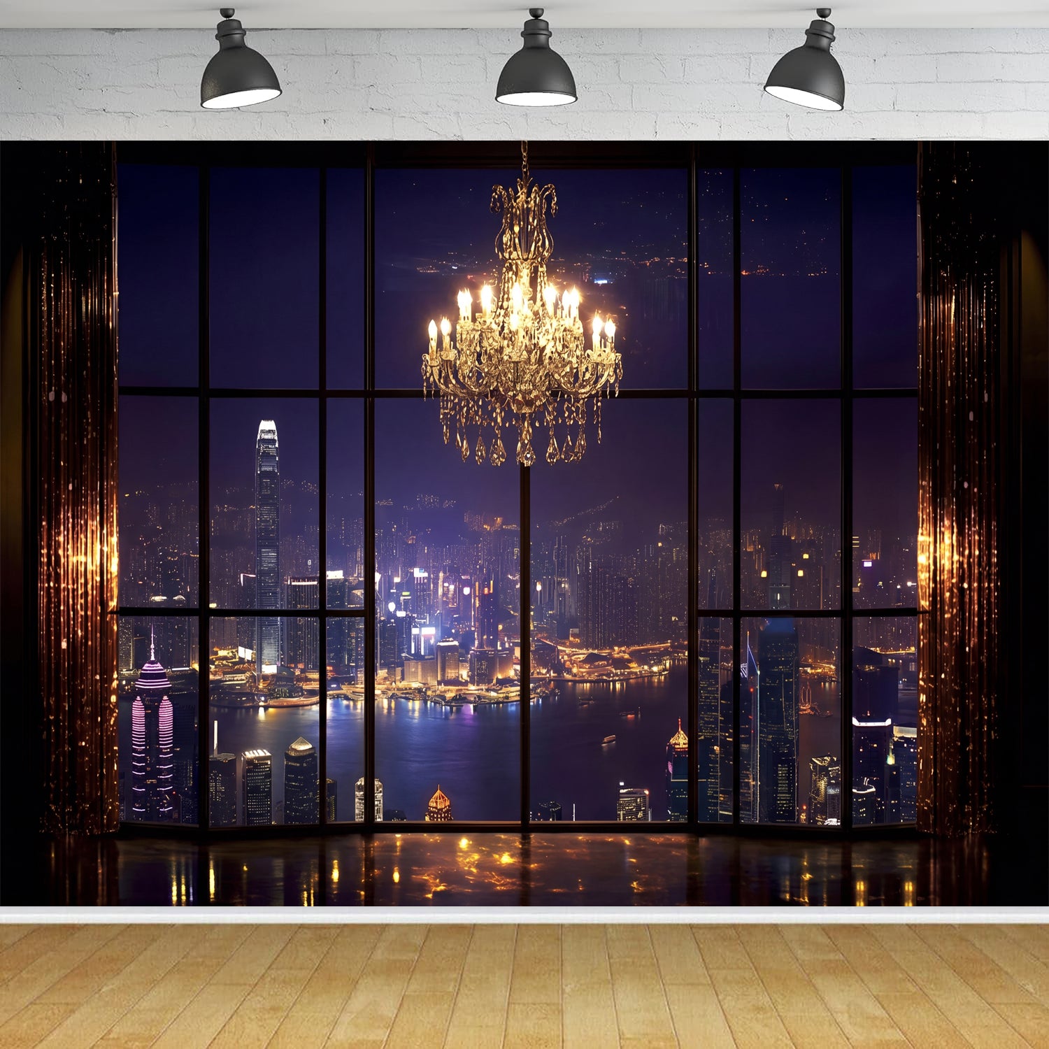 Custom Cityscape Night View Photo Backdrop
