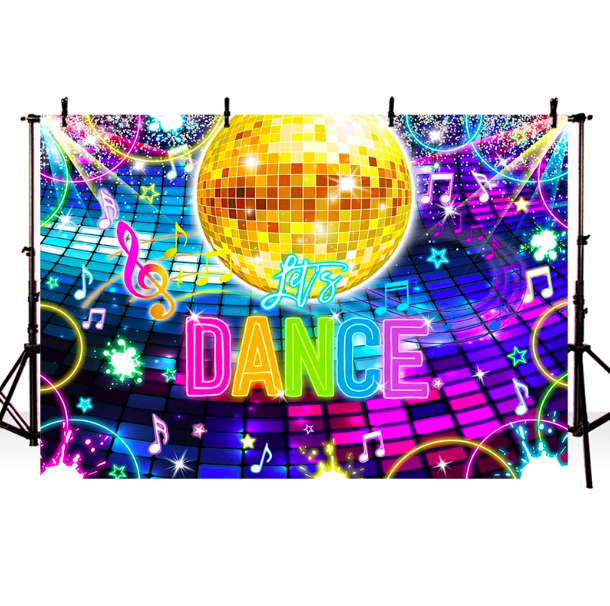 Custom Hip Hop Disco Music Photography Backdrops Let's Dance Happy Birthday Party Decor Background