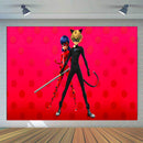 Customize Miraculous Lady Bug Round Backdrop Ladybug Children Birthday Party Circle Background Covers Cylinder Plinth Covers