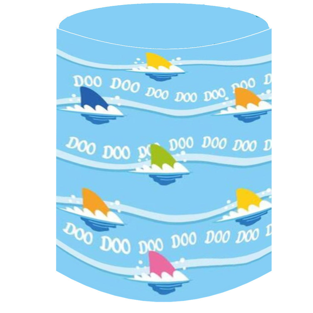 Baby Shark Round Backdrop Ocean Underwater Kids Birthday Party Circle Background Cylinder Plinth Covers