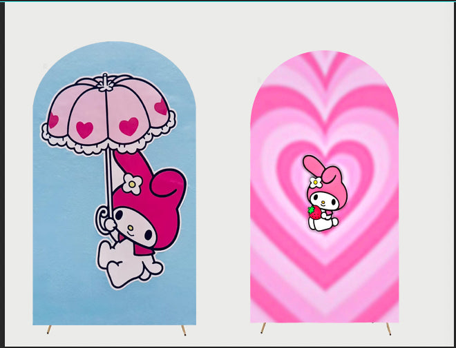 Customize Girls Party Photo Background Cover Arch Chiara Cartoon Theme Background Different Double Side Elastic Covers