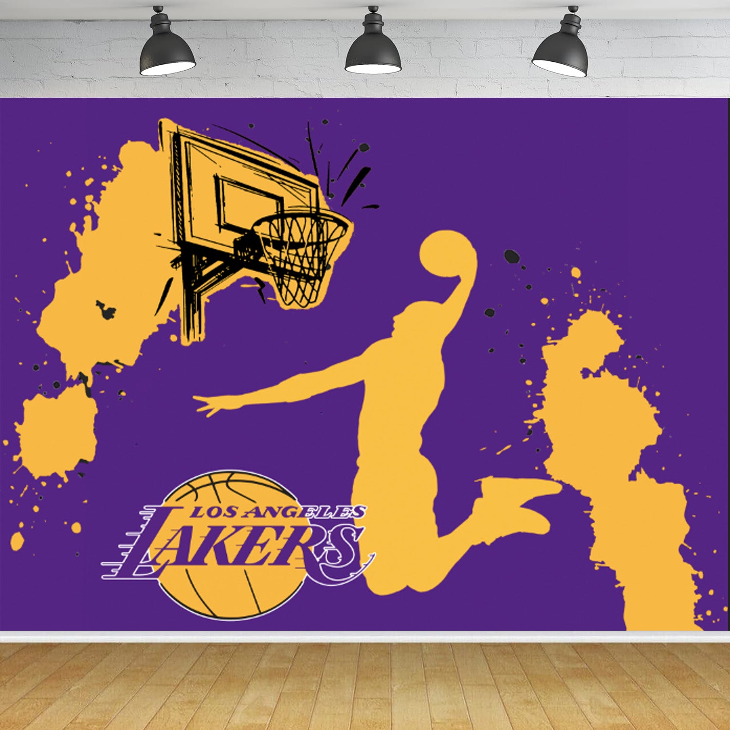 Custom Basketball Lakers Photo Backdrop Purple Yellow Banner