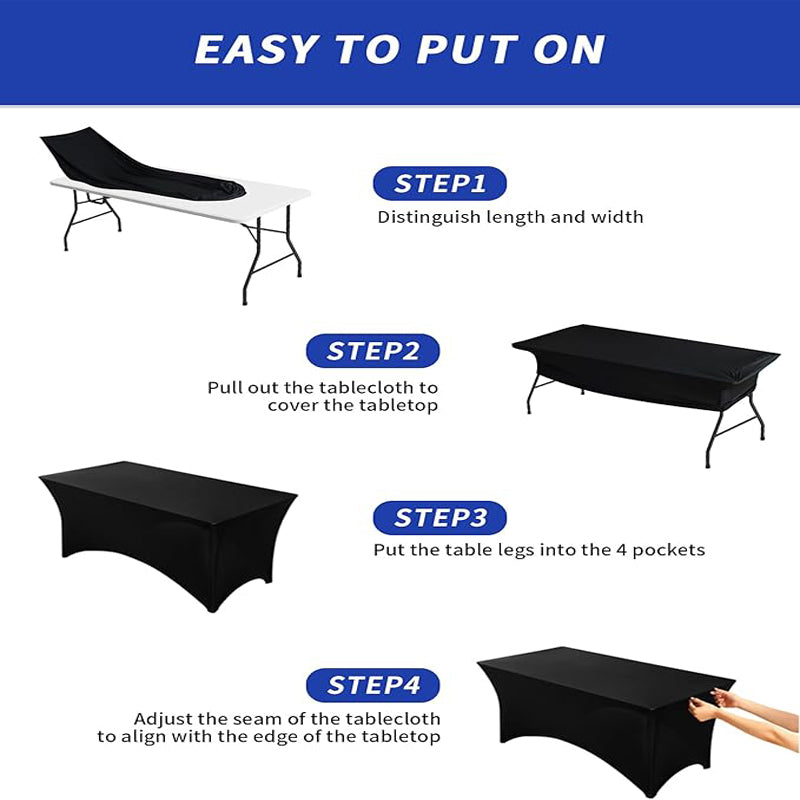 Spandex Tablecloth Fitted and Tight Cloth for Rectangle Table for Party, Wedding, Banquet and Birthday