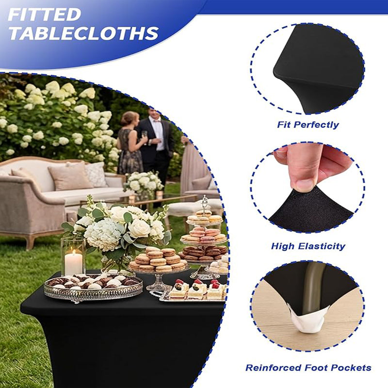 Spandex Tablecloth Fitted and Tight Cloth for Rectangle Table for Party, Wedding, Banquet and Birthday