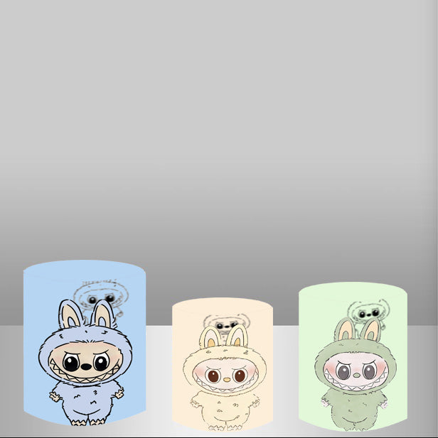 Fondo de dibujos animados personalizado para fiesta de cumpleaños de niños, telón de fondo redondo, funda circular