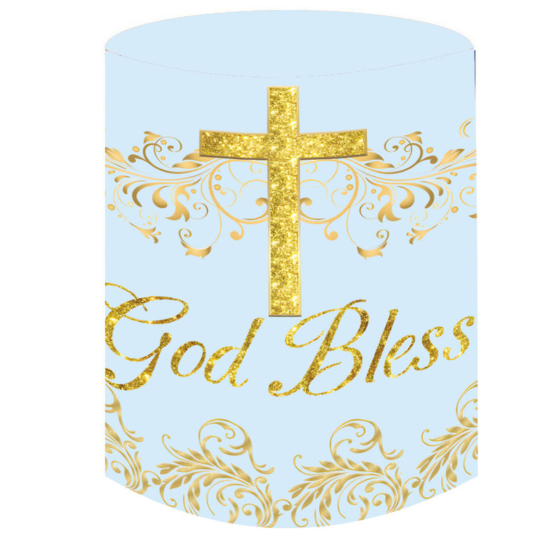 Customize Baby Shower Round Backdrops Baptism God Bless Birthday Party Circle Background Robots Game Birthday Covers Cylinder Plinth Covers