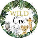 Fondo redondo cubierta bosque jungla Safari bebé salvaje un fondo con foto para cumpleaños Baby Shower círculo fondos elásticos 