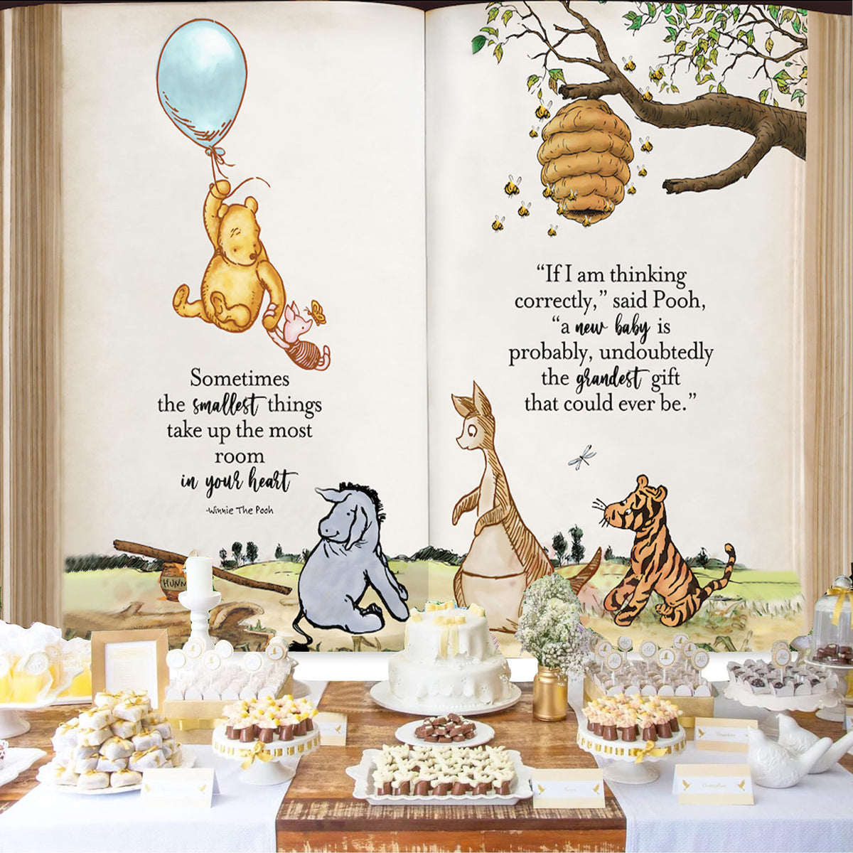 Custom Winnie the Pooh Photo Backdrop Banner