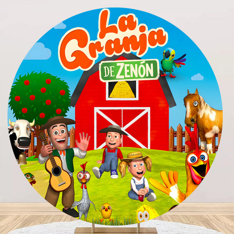 Customize La Granja De Zenon Round Backdrop Farm Children Photo Birthday Circle Background Cylinder Plinth Covers
