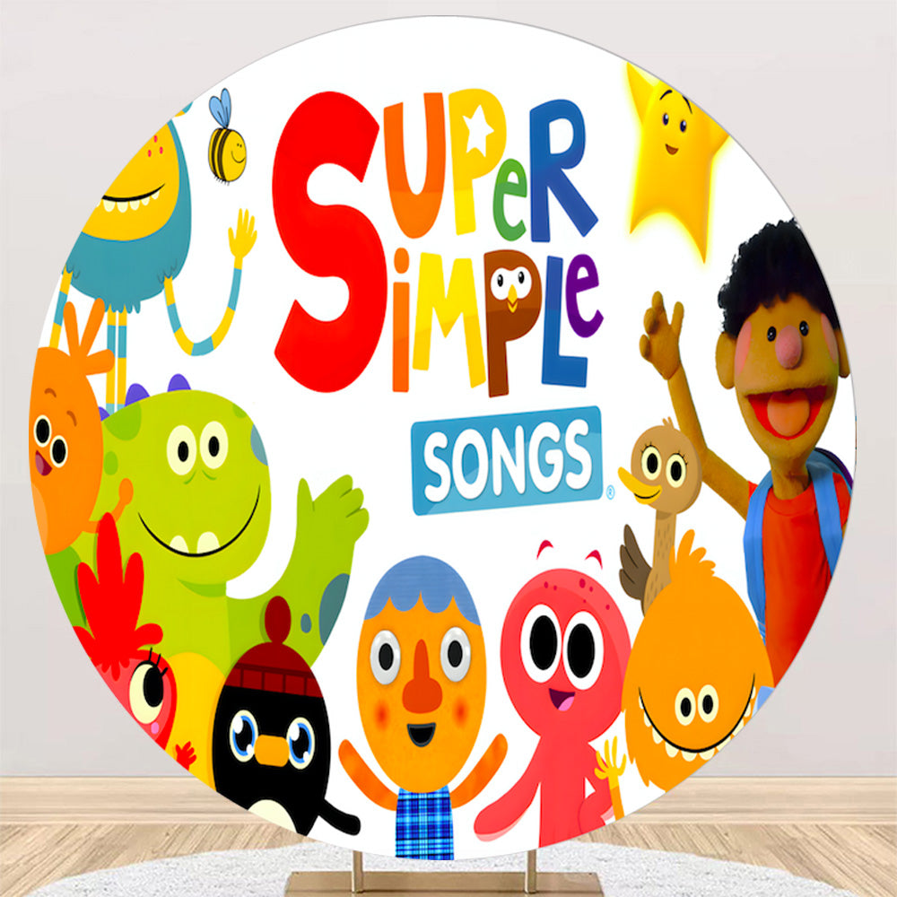 Customize Super Simple Songs Photo Backdrop Cover Kids Round Backdrop Party Circle Background Covers
