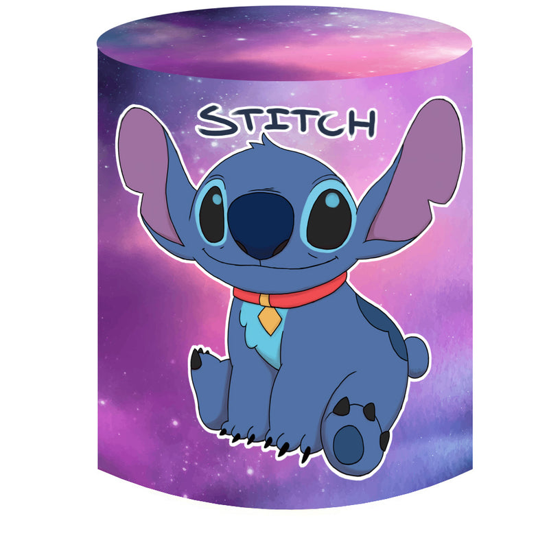 Disney Stitch Round Backdrops Kids Birthday Party Circle Background Lilo&Stitch Birthday Covers Cylinder Plinth Covers