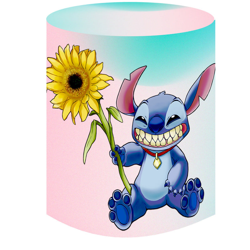 Customize Cartoon Round Backdrops Kids Birthday Party Circle Background Birthday Covers Cylinder Plinth Covers