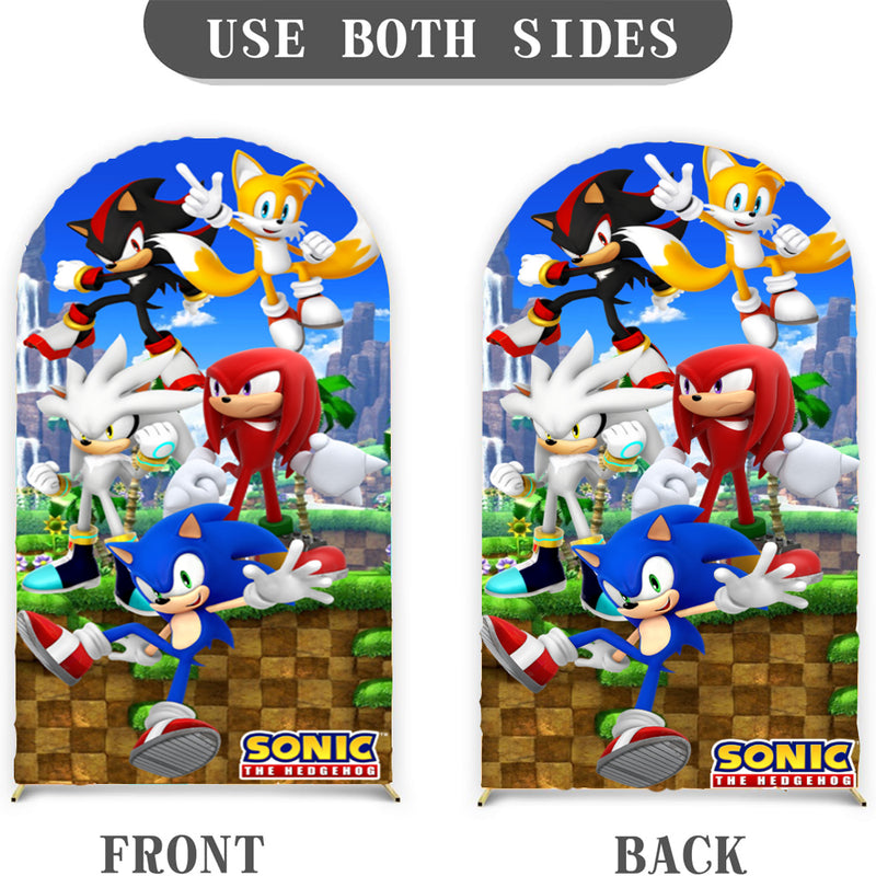 Customize Boys Birthday Photo Background Arch Chiara Theme Background Double Side Elastic Covers