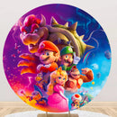 Customize Bowser Backdrop Cover Round Backdrop Child Birthday Party Circle Background Covers