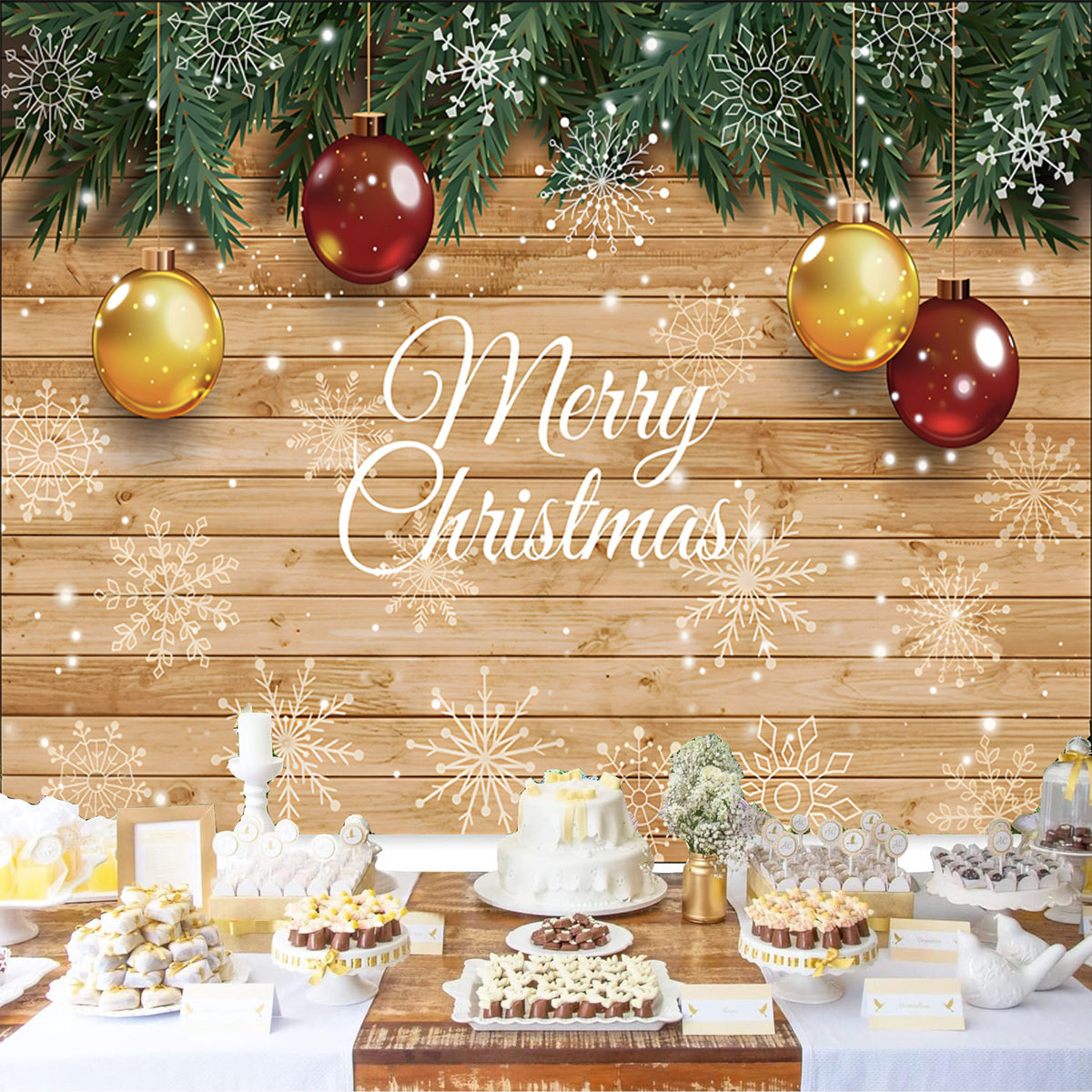 Custom Merry Christmas Photo Backdrop Banner
