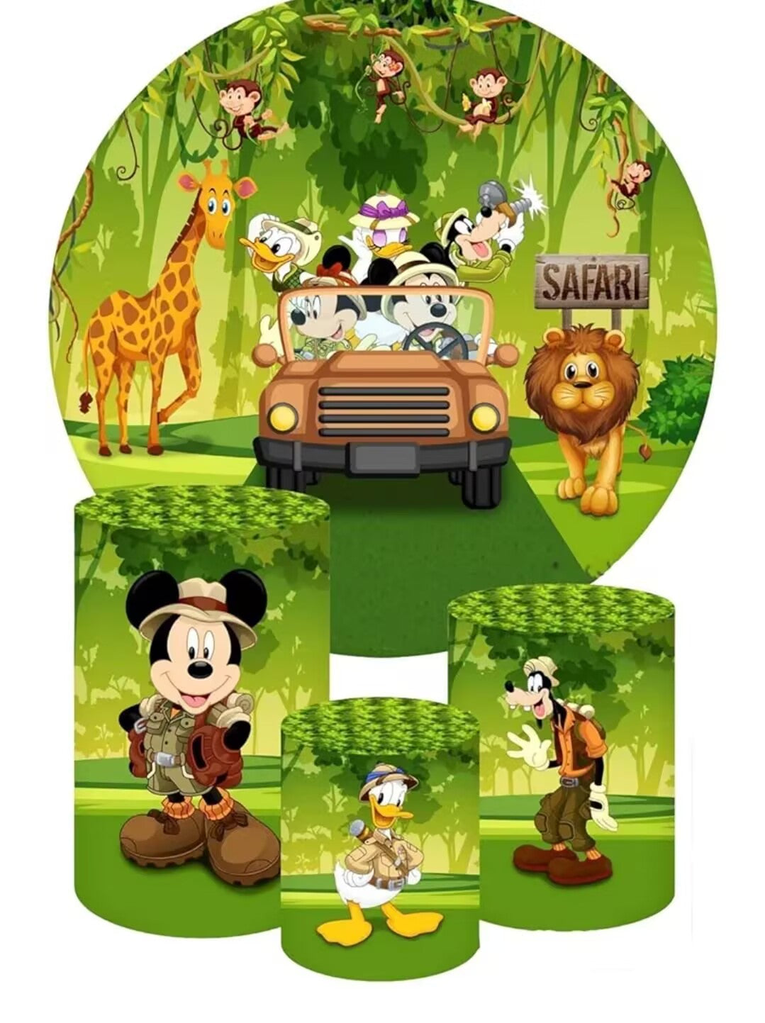 Custom Jungle Mickey Safari Photo Backdrop Cover 