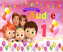 Fond de photographie personnalisé Melon famille rose dessin animé enfant fête d'anniversaire photographie Photo Studio Photo 