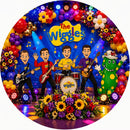 Fondo redondo de Tarta de Fresa, foto de niñas, fondo circular de cumpleaños, cubiertas de pedestal cilíndricas 