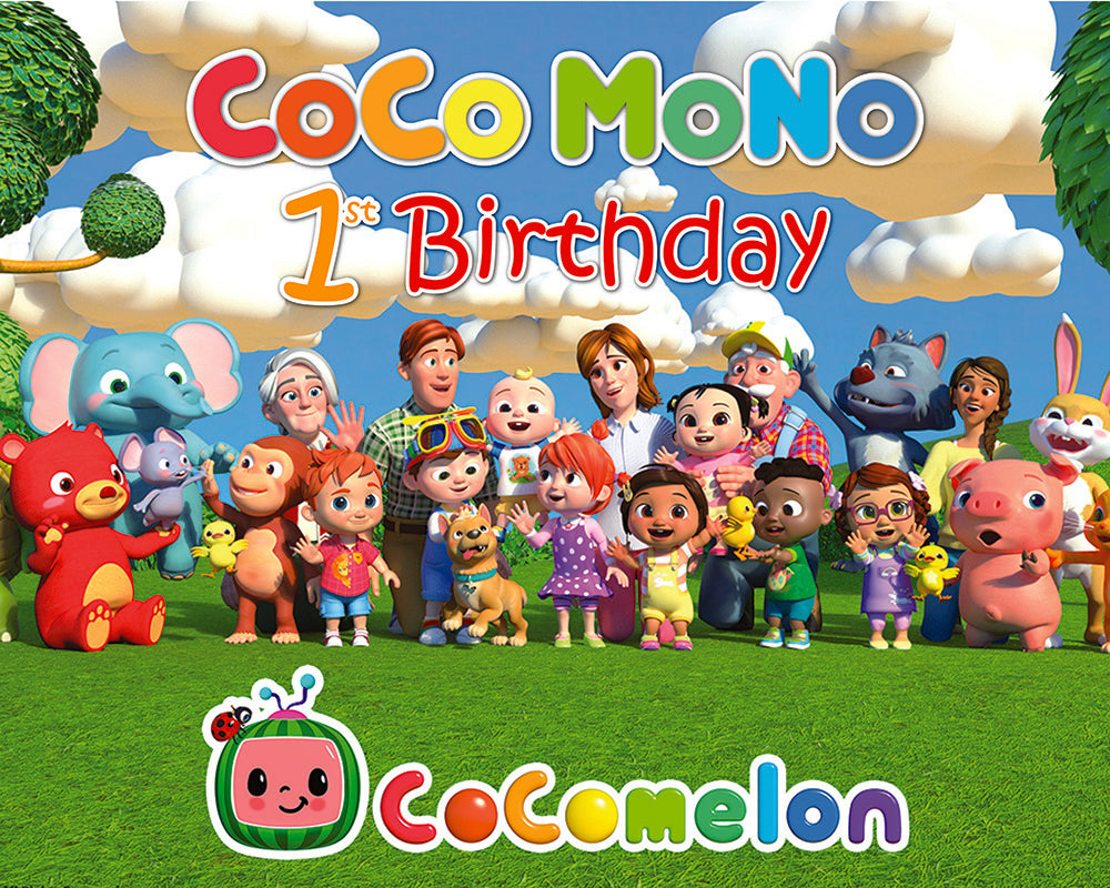 Custom Name Cocomelon Birthday Photography Backdrops Banner