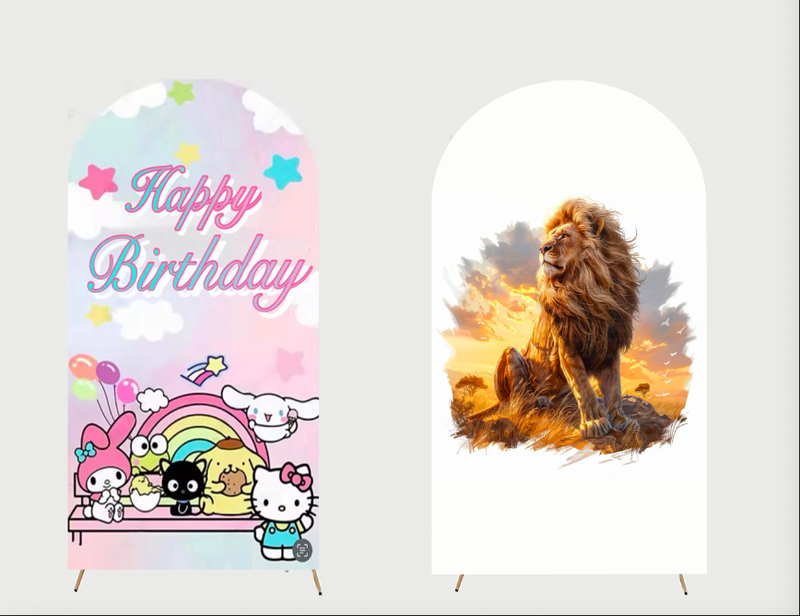 Customize Girls Photo Background Cover Arch Chiara Cartoon Theme Background Different Double Side Elastic Covers