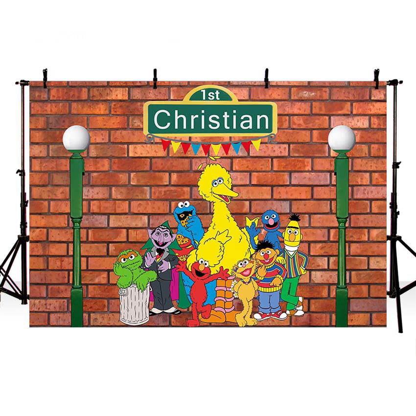 Custom Name Sesame Street Photography Backdrop Banner