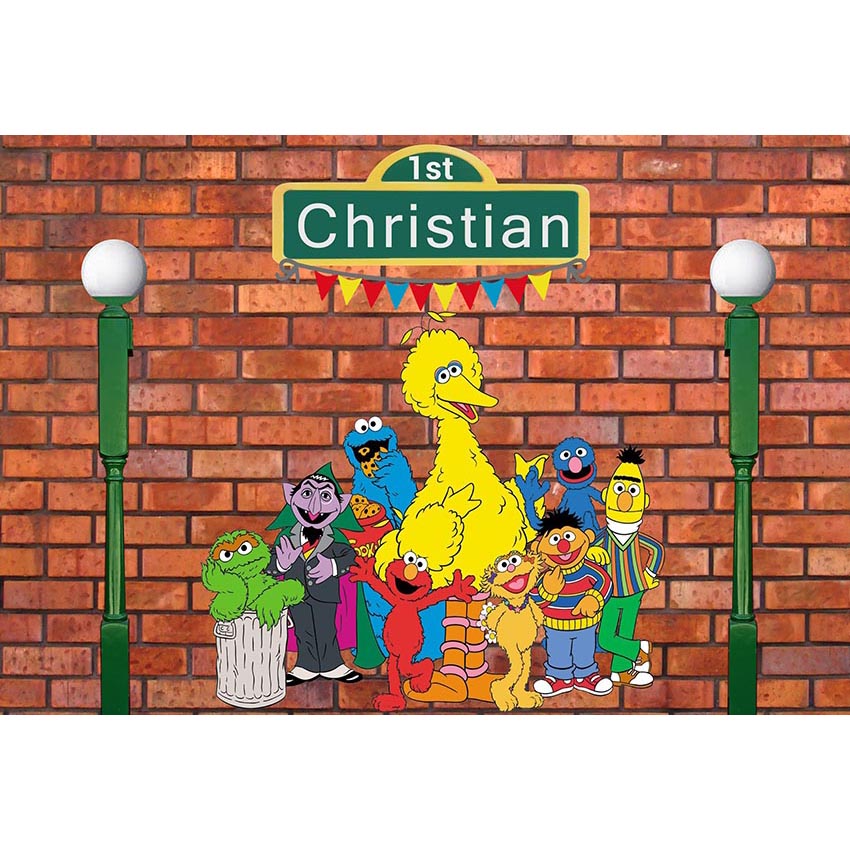 Custom Name Sesame Street Photography Backdrop Banner