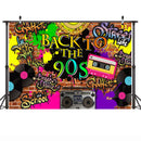 Toile de fond pour photographie, retour à la fête des années 90, graffiti scolaire, décoration d'anniversaire à thème des années 90 pour stand de studio photo
