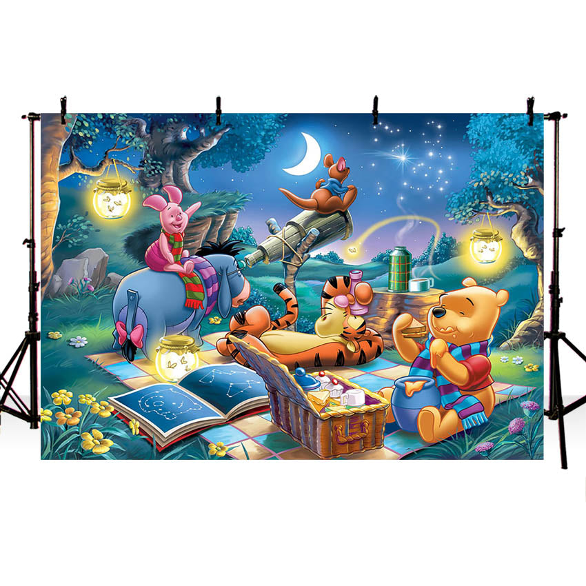 Custom Winnie the Pooh Photo Backdrop Banner for Birthday Party