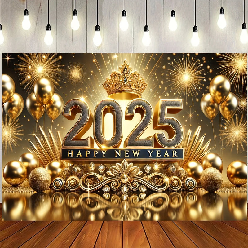 Custom Size 2025 New Year Celebration Party Polyester Flag Theme Multi functional Festival Decoration Suitable for New Year's Eve