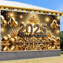 Custom Size 2025 New Year Celebration Party Polyester Flag Theme Multi functional Festival Decoration Suitable for New Year's Eve