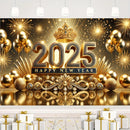Custom Size 2025 New Year Celebration Party Polyester Flag Theme Multi functional Festival Decoration Suitable for New Year's Eve