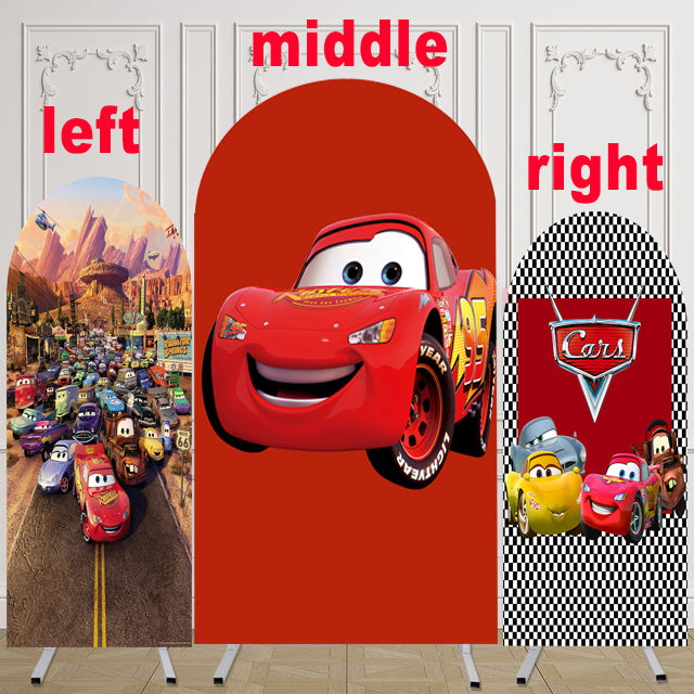 Customize Size Cars Photo Background Covers Race Cars Birthday Party Cover Theme Arch Background Double Side Elastic Covers
