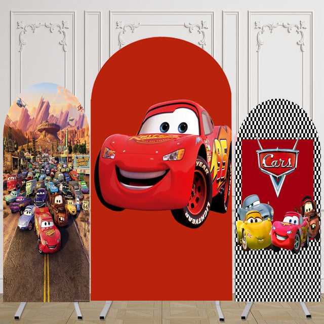 Customize Size Cars Photo Background Covers Race Cars Birthday Party Cover Theme Arch Background Double Side Elastic Covers