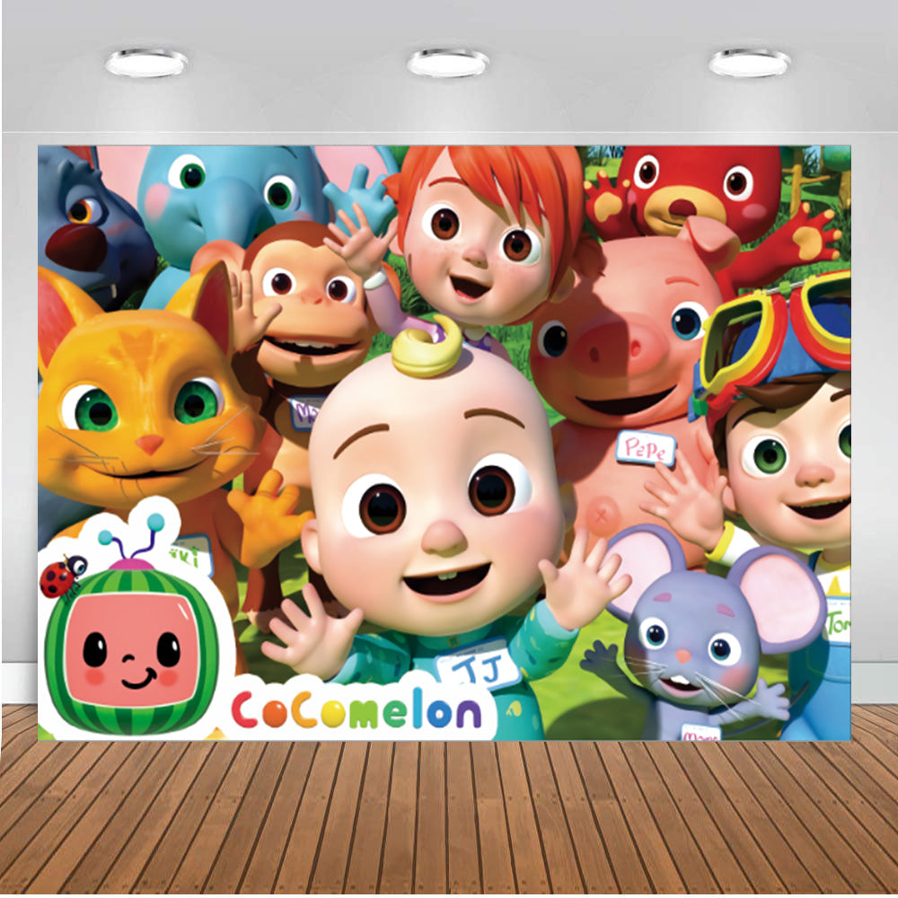 Custom Cocomelon Photography Backdrops Birthday Party Photo Banner