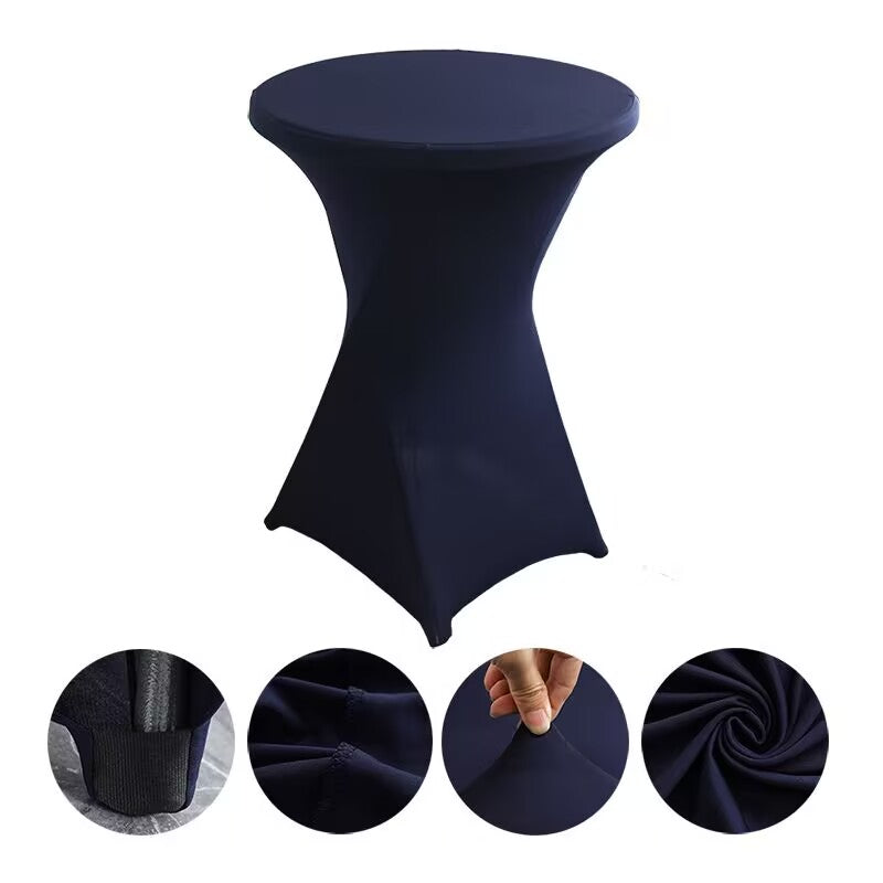 Cocktail High Top Table Covers Fitted Spandex Round Cocktail Tablecloth for Bar Height Standing Table Cloths Reusable, for Party Wedding Banquet Event Decorations