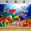 Little Mermaid Birthday Party Photo Backdrop Banner for Girls