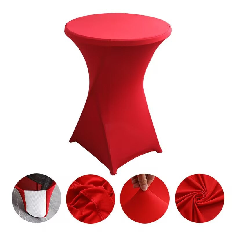 Cocktail High Top Table Covers Fitted Spandex Round Cocktail Tablecloth for Bar Height Standing Table Cloths Reusable, for Party Wedding Banquet Event Decorations