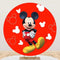 Customize Cartoon Red Round Backdrop Cover Boys Birthday Circle Photo Backgrounds