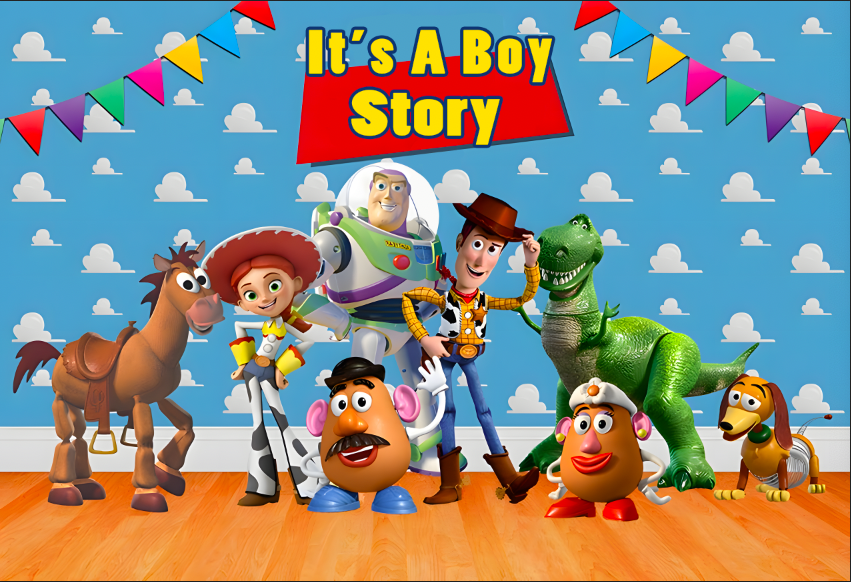 Custom It's Boy Story Photo Background Banner Party Photography Backdrops