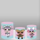 Custom Round Backdrop Cover Girls Birthday Circle Background Cylinder Plinth Covers