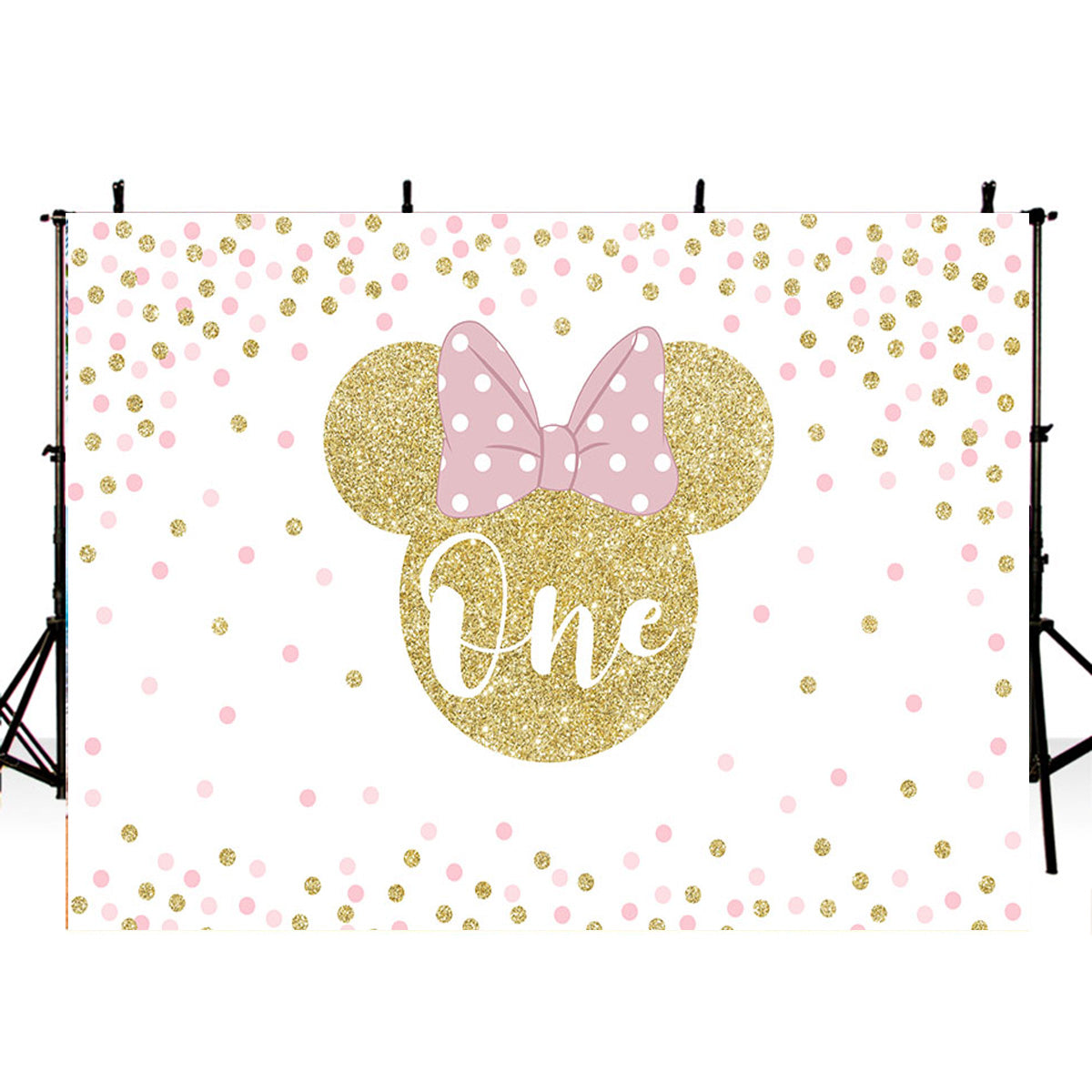 Custom Minnie Mouse 1st Birthday Photo Backdrop Banner