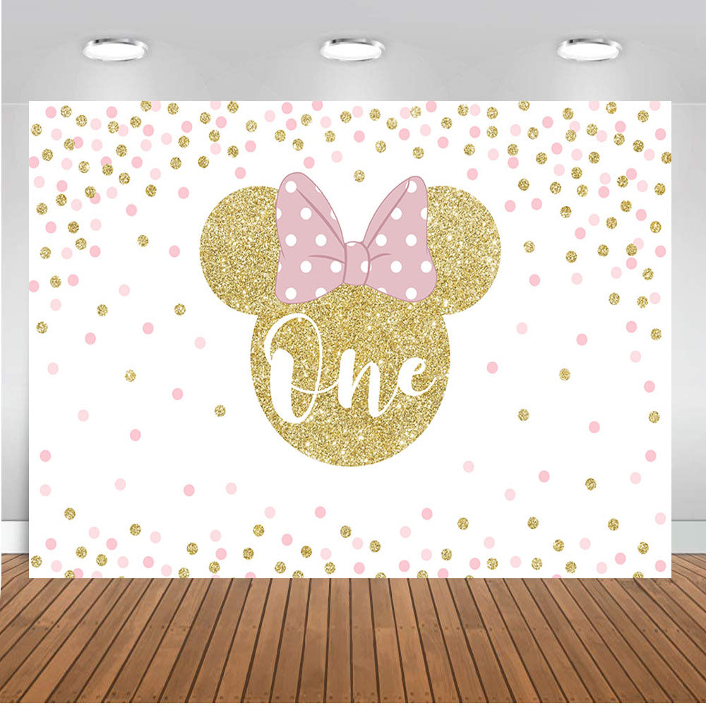 Custom Minnie Mouse 1st Birthday Photo Backdrop Banner