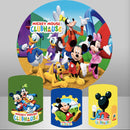 Mickey Mouse Clubhouse Round Backdrop Boys Birthday Circle Background Cylinder Plinth Covers