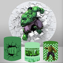 Customize The Hulk Round Backdrop Marvel Boys Photo Birthday Circle Background Cylinder Plinth Covers