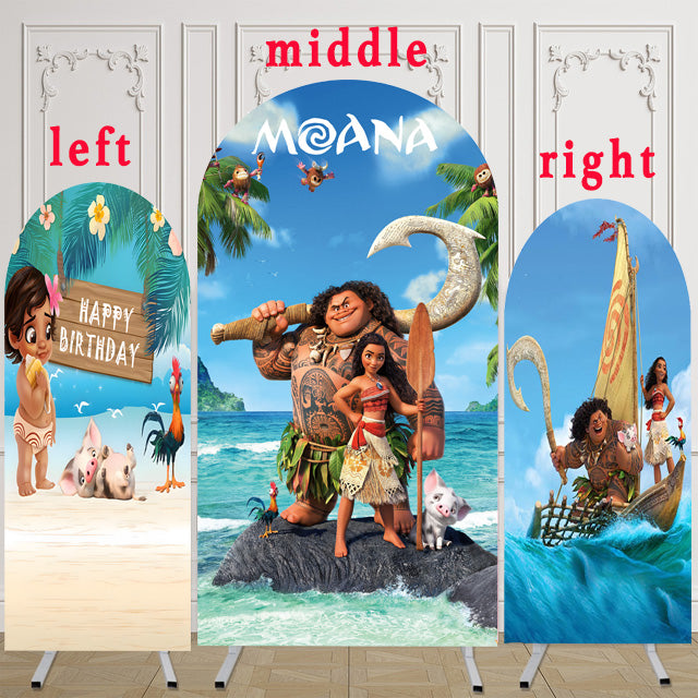 Fondo fotográfico Moana Maui, cubierta para fiesta de cumpleaños para niños, fondo con arco temático, cubiertas elásticas de doble cara 