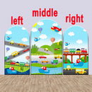 Cartoon Cars Photo Background Kids Birthday Cover Theme Arch Background Double Side Elastic Covers