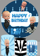 Customize Boss Baby Round Backdrop Baby Shower Birthday Party Circle Background Cylinder Plinth Covers
