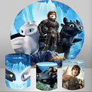 Customize How to Train Your Dragon Round Backdrop Boys Photo Birthday Circle Background Cylinder Plinth Covers